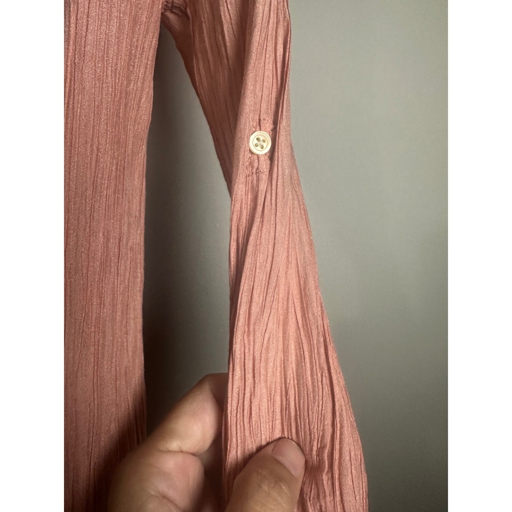 Banana Republic Silk Blend Crinkle Pintuck Tunic Shirt Dusty Rose Pink Small - Picture 5 of 7